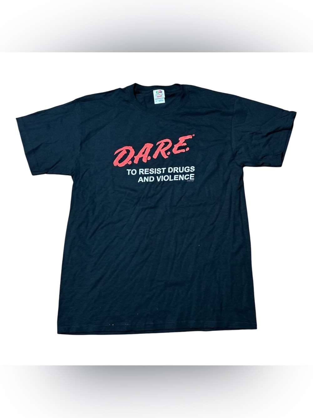 Vintage Style D.A.R.E. T-Shirt Black Short Sleeve Graphic Tee Cotton XL